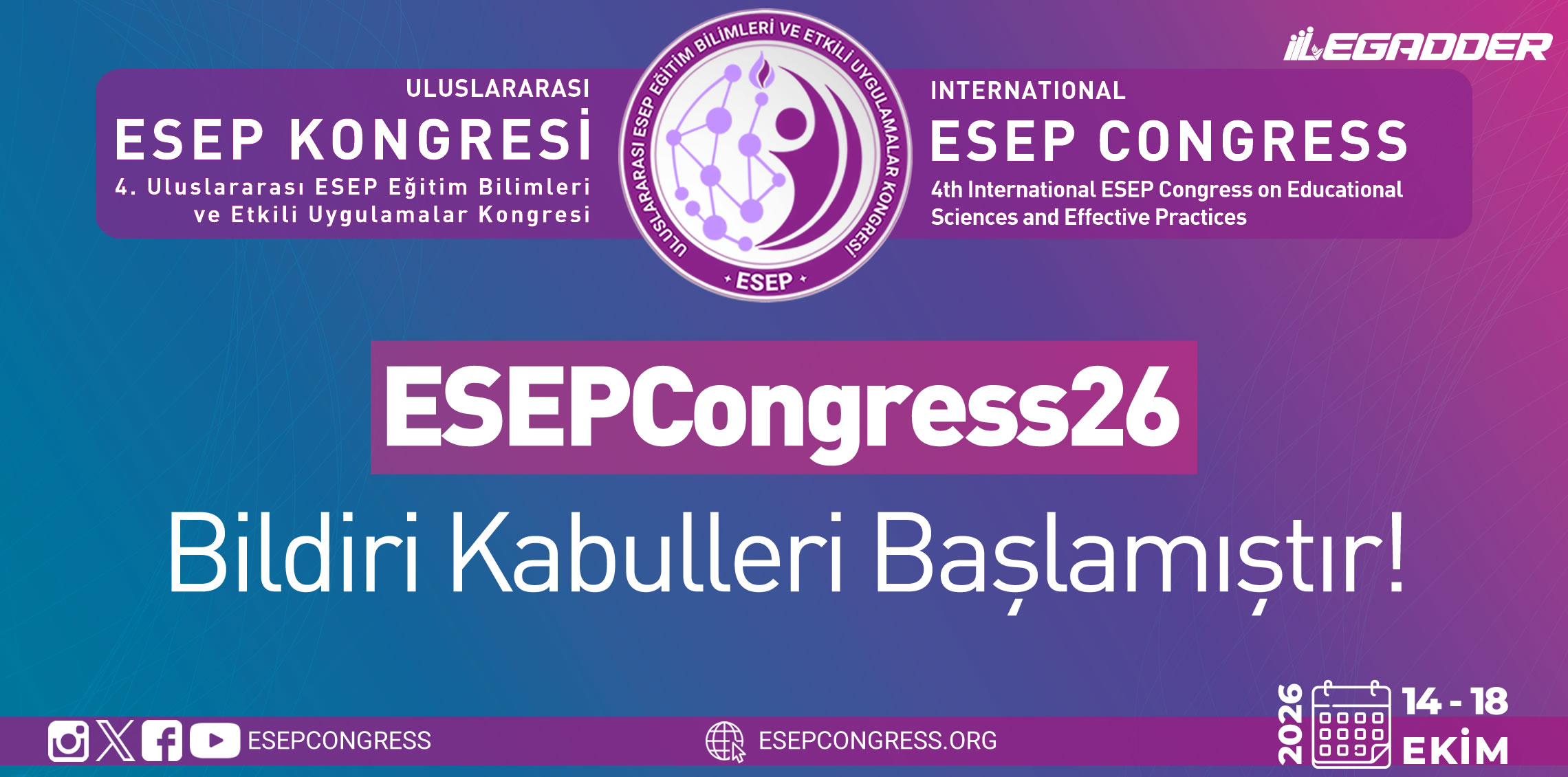 ESEPCongress26 Bildiri Kabulleri Başlamıştır!